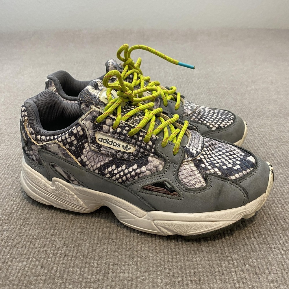 Adidas Falcon Shoes Womens Size 7 Gray Animal Print‎ Cushioned EH0192 Sneakers